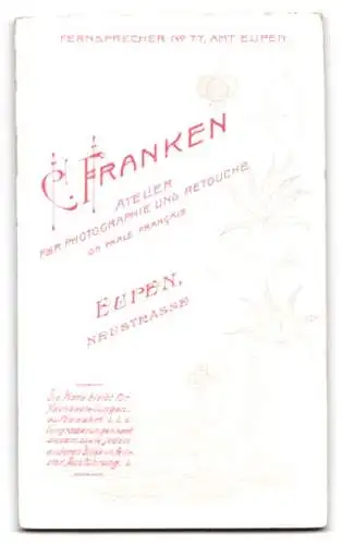 Fotografie C. Franken, Eupen, Neustrasse, Bürgerlicher Herr mit pomadisiertem Haar und einem Vollbart