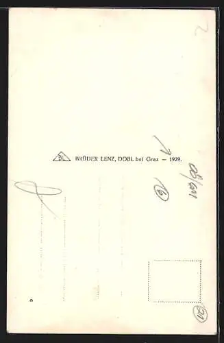 AK Hallstatt, Gassenpartie mit Kirche