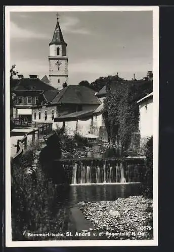 AK St. Andrä v. d. Hagentale, Ortspartie mit Kirche