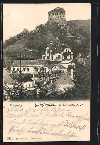 AK Greifenstein an der Donau, Ortsansicht mit Burgruine