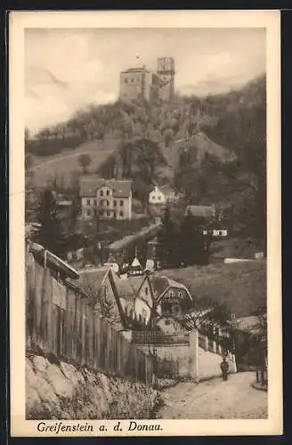 AK Greifenstein a. d. Donau, Ortsansicht mit Ruine