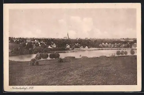 AK Bernhardsthal, Katzelsdorf, Teilansicht mit Kirche