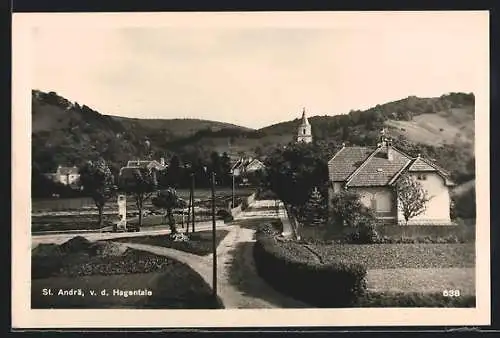 AK St. Andrä-Wördern, St. Andrä vor dem Hagenthale mit Kirche