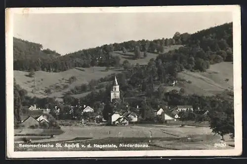 AK St. Andrä v. d. Hagentale, Ortskern vor einem Berghang