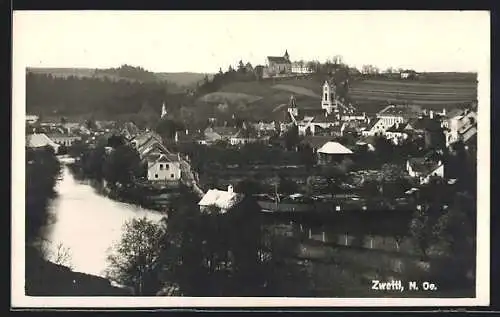 AK Zwettl /N.-Oe., Teilansicht mit Kirche