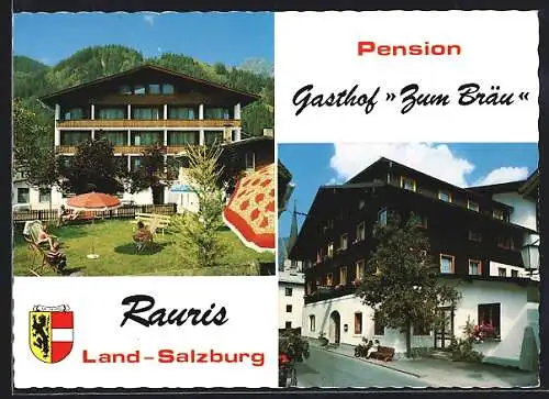 AK Rauris /Land Salzburg, Pension Gasthof Zum Bär mit Gartenansicht