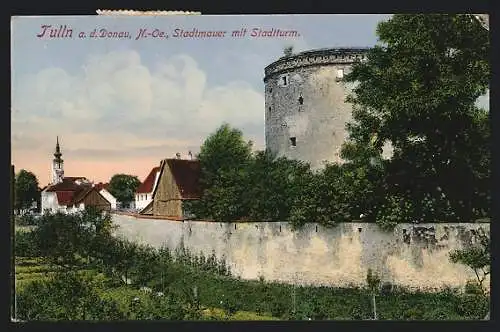 AK Tulln a. d. Donau, Stadtmauer mit Stadtturm