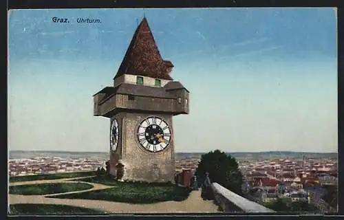 AK Graz, Der Uhrturm über der Stadt