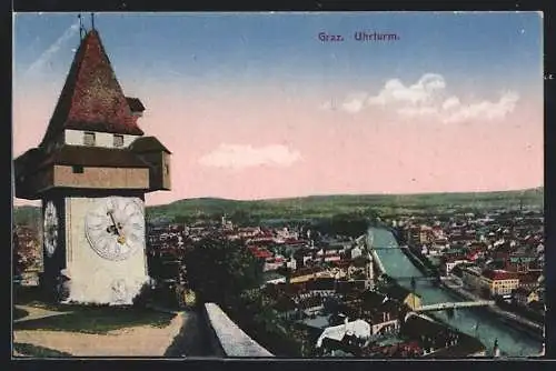 AK Graz, Der Uhrturm über der Stadt