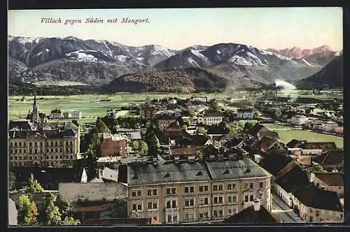 AK Villach, Blick zum Ort mit Mangart