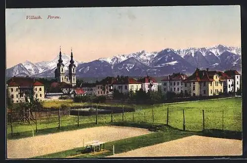 AK Villach, Ortspartie mit Kirche