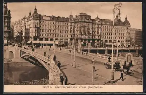 AK Wien, Franz-Josefs-Kai mit Marienbrücke