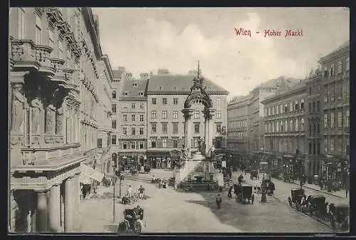 AK Wien, Hoher Markt mit Brunnen und Geschäften