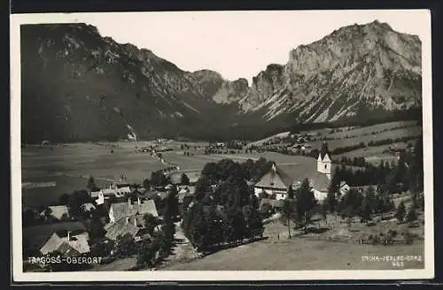 AK Tragöss-Oberort, Ortsansicht mit Bergkulisse