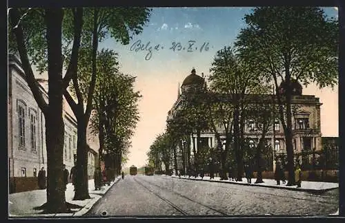AK Belgrad, König Milanstrasse mit kön. Palais