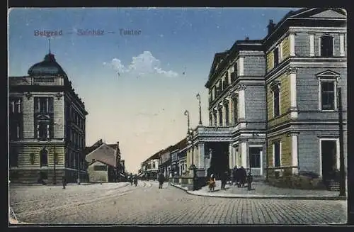 AK Belgrad, Strassenpartie mit Theater