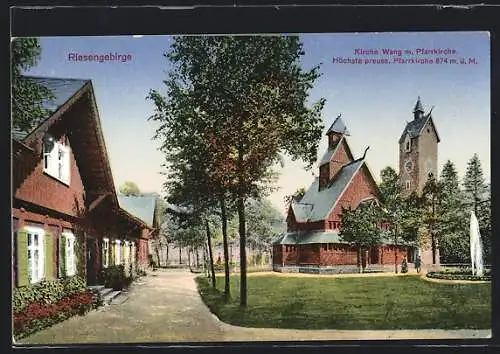 AK Brückenberg, Kirche Wang mit Pfarrkirche, Höchste preuss. Pfarrkirche