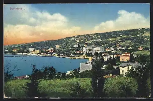 AK Portorose, Panorama des Küstenstreifens