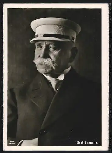 AK Portrait Graf Zeppelin im Anzug mit Mütze