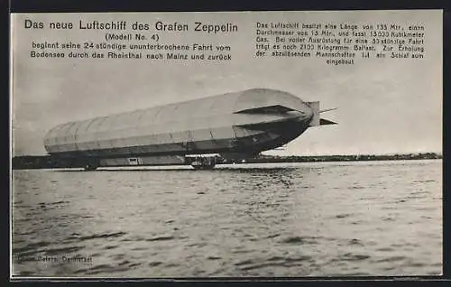 AK Zeppelin No. 4 auf dem Bodensee