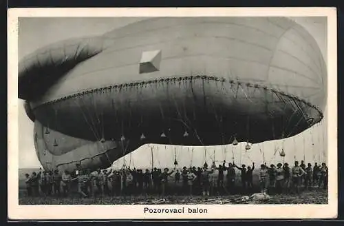 AK Fesselballon mit Soldaten