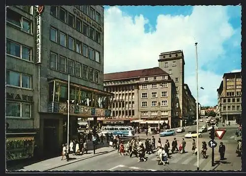 AK Pforzheim, Leopoldplatz mit Hotel Goldener Adler