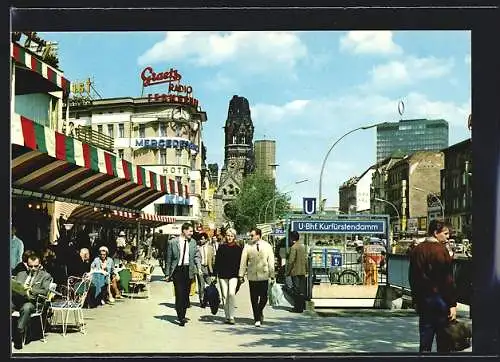 AK Berlin, Hotel und Graetz Radio am Kurfürstendamm, U-Bahn