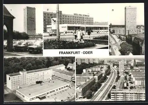 AK Frankfurt /Oder, Hochhaus am Platz der Republik, HO-Hotel Stadt Frankfurt, Blick vom Hochhaus