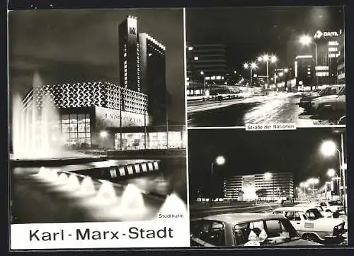 AK Karl-Marx-Stadt, Stadthalle, Strasse der Nationen