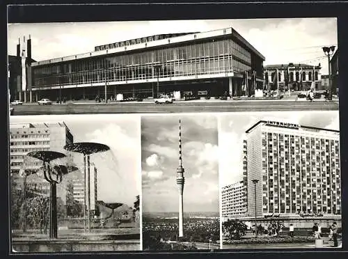 AK Dresden, Kulturpalast, Wasserspiele Prager Strasse und Fernsehturm