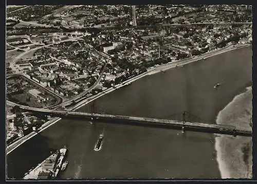 AK Uerdingen am Rhein, Ortsansicht am Fluss mit der Brücke