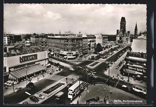 AK Berlin, Der Kurfürstendamm aus der Vogelschau, Blick zur Gedächtniskirche