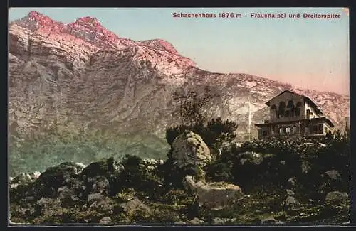 AK Berchtesgaden, Schachenhaus, Frauenalpel und Dreitorspitze