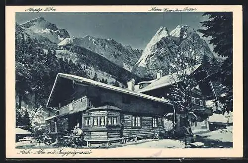 AK Garmisch, Gasthaus Aule-Alm im Winter