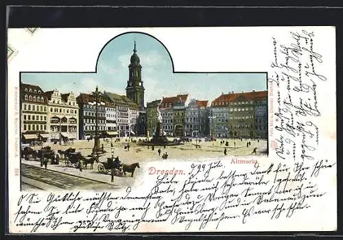 AK Dresden, Altmarkt mit Denkmal