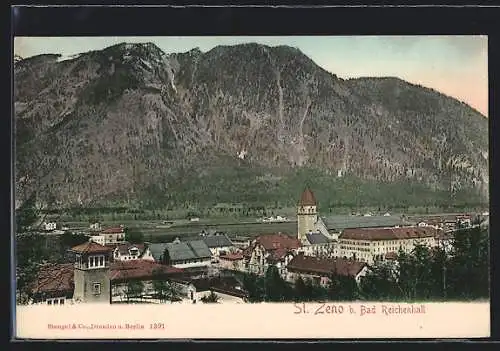 AK St. Zeno b. Bad Reichenhall, Ortsansicht gegen die Berge