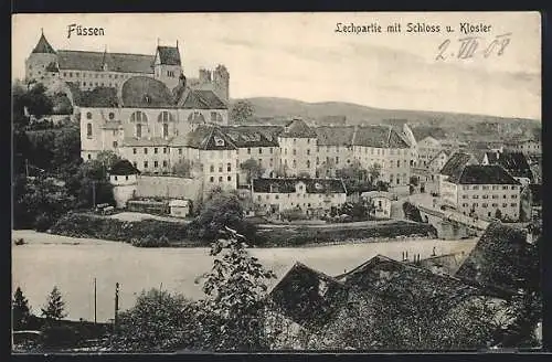 AK Füssen, Lechpartie mit Schloss u. Kloster
