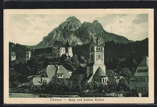 AK Füssen, Burg und protest. Kirche