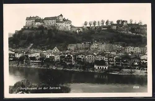 AK Burghausen an der Salzach, Ortsansicht mit Burg