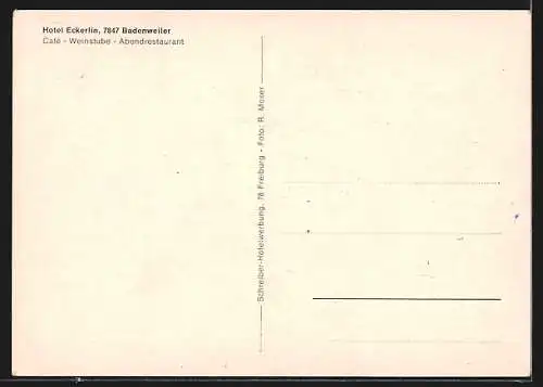 AK Badenweiler, Hotel-Café-Restaurant Eckerlin, Innenansicht
