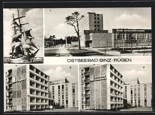 AK Binz /Rügen, FDGB-Erholungsheime Arkona, Rugard und Stubbenkammer und -Urlauberrestaurant Rügen