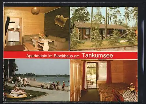AK Isenbüttel /Tankumsee, Apartments im Blockhaus, Strandszene