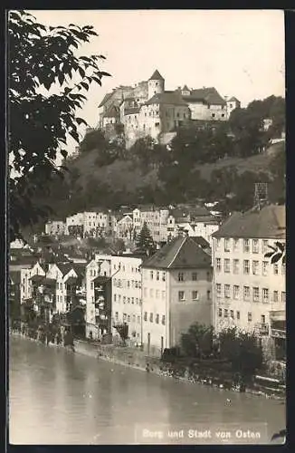 AK Burghausen a. d. Salzach, Burg und Stadt von Osten