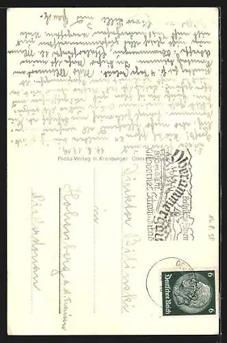 AK Oberammergau, Forstamt und Kriegerdenkmal