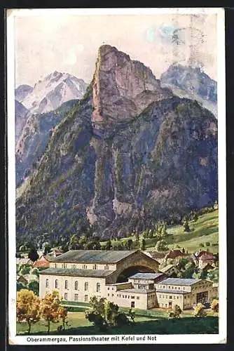 AK Oberammergau, Passionstheater mit Kofel und Not