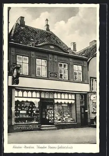 AK Husum / Nordsee, Uhren- und Optik-Geschäft in Theodor Storms Geburtshaus