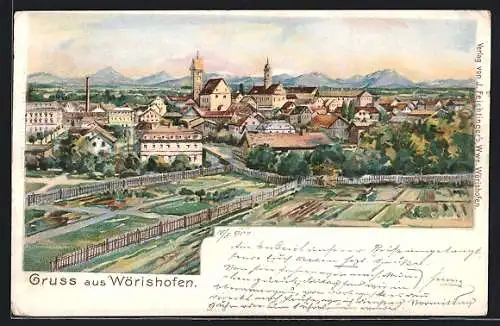 Lithographie Wörishofen, Totalansicht