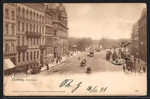 AK Hamburg, Partie am Dammtor mit Strassenbahn