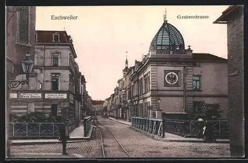 AK Eschweiler, Grabenstrasse mit Postamt