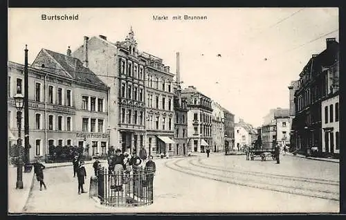 AK Burtscheid, Markt mit Brunnen